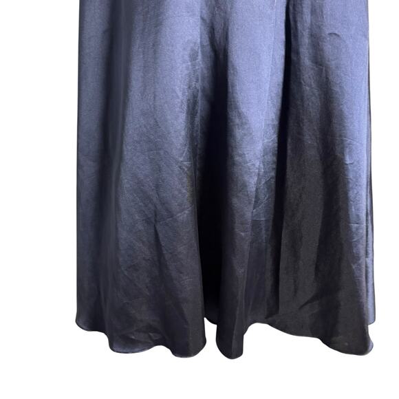 Monique Lhuillier Navy Blue Lace Satin Short Sleeve A-Line V-Neck Ball Gown 4 - Picture 8 of 13